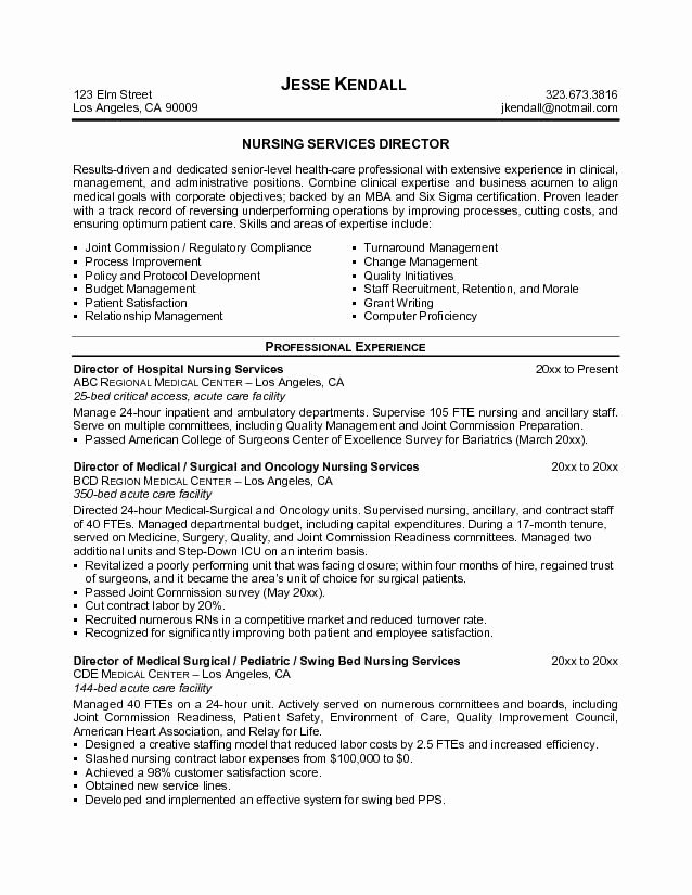 Sample Director Nursing Resume with List Expertise