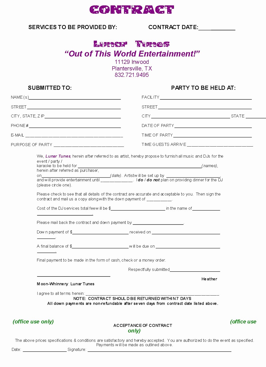 Sample Dj Contract Agreement Free Printable Documents