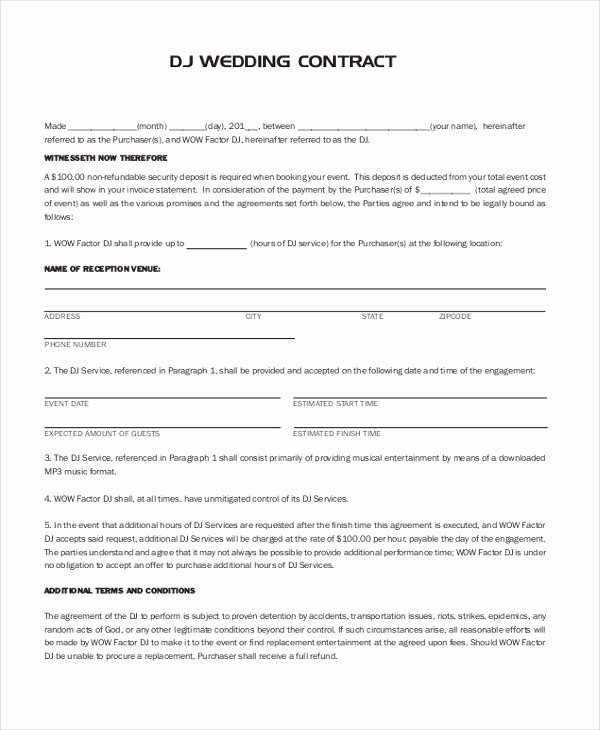 Sample Dj Contract form 8 Free Documents In Pdf Doc