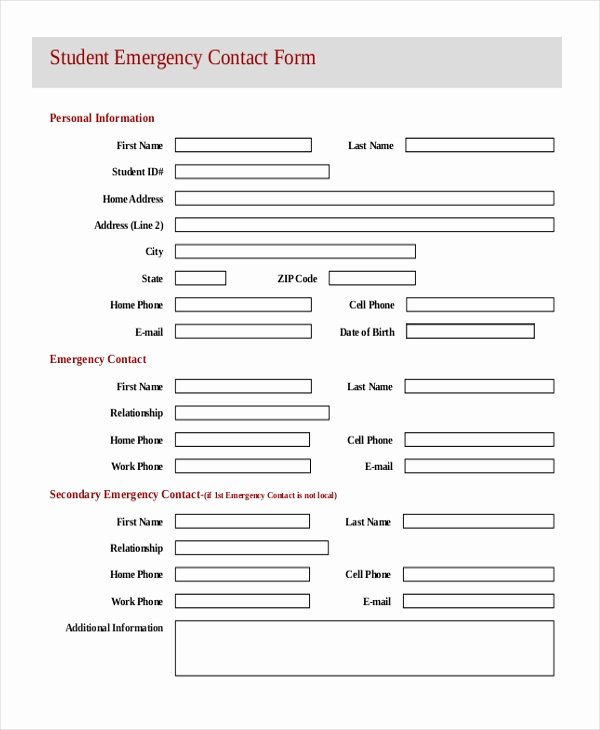 Sample Emergency Contact form 11 Free Documents In Word