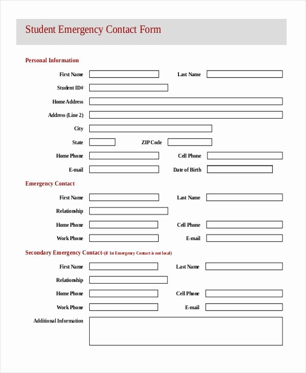 emergency contact form