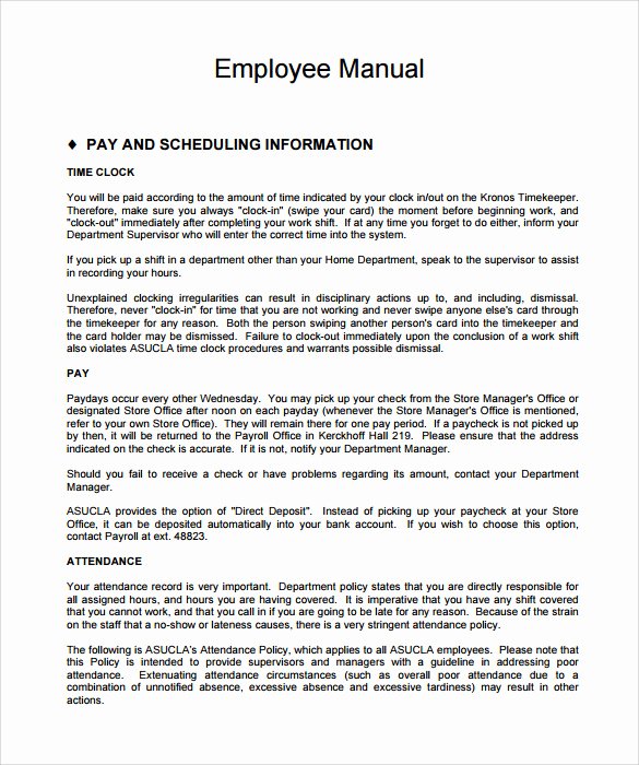 Sample Employee Manual Template 8 Documents In Pdf