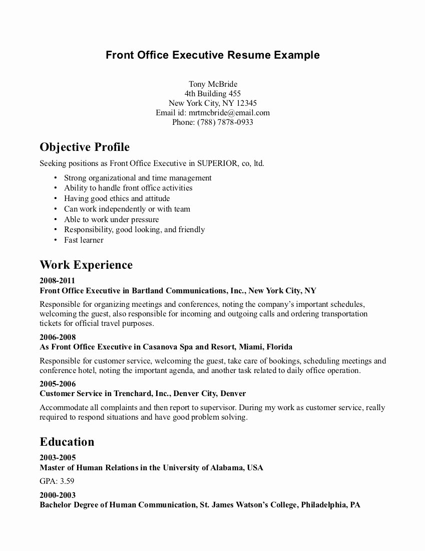 Sample Hotel Resume Front Desk – Perfect Resume format