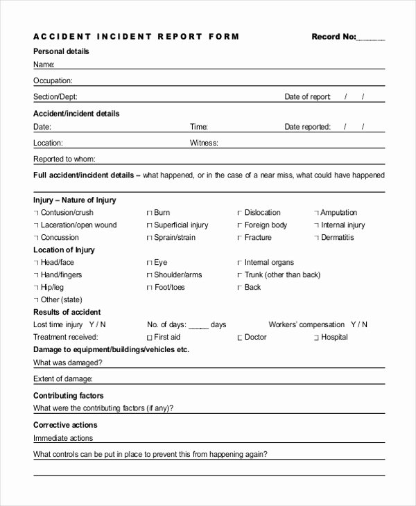 Sample Incident Report form 11 Free Documents In Pdf