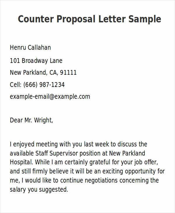 Sample Job Fer Counter Proposal Letter for Seekers