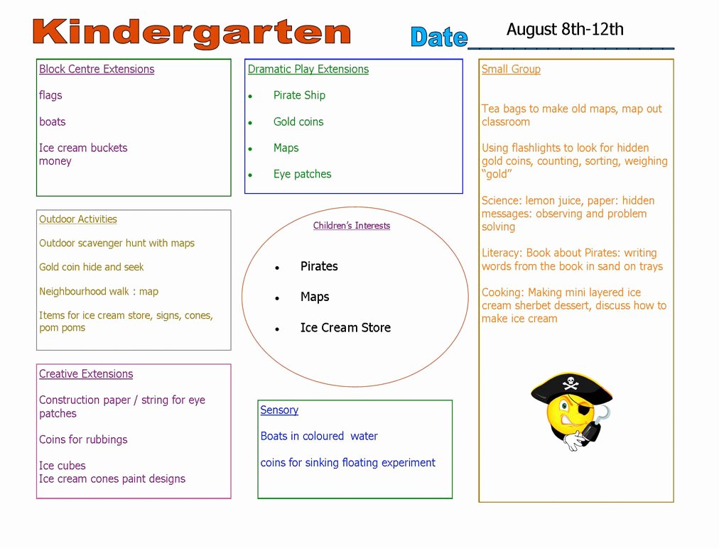 Sample Kindergarten Lesson Plan Template Templates Data