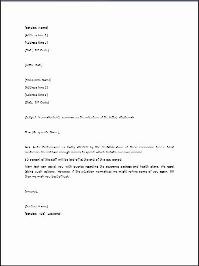 Sample Layoff Letter Template