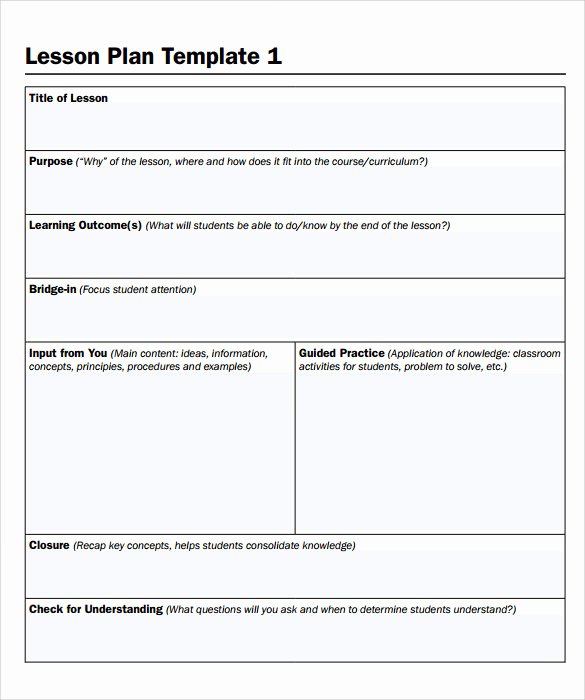 Sample Lesson Plan Template for Elementary Templates Data