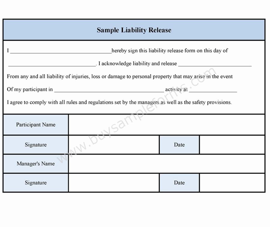 Sample Liability Release form