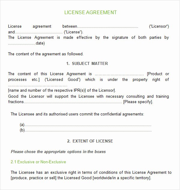 Sample License Agreement Template 9 Free Documents In