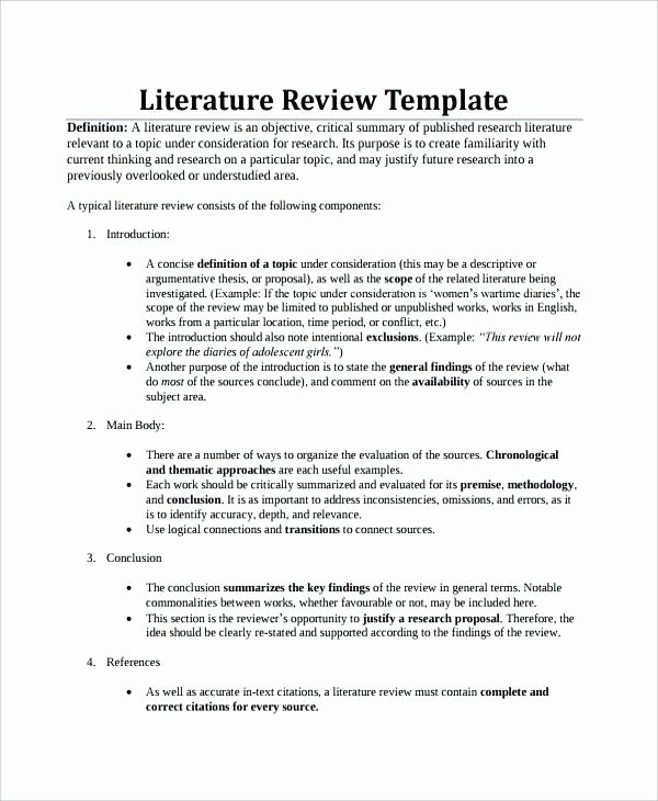 Sample Literature Review Outline 2010 Template Style