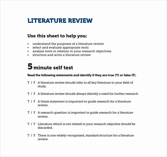 Sample Literature Review Template 6 Documents In Pdf Word