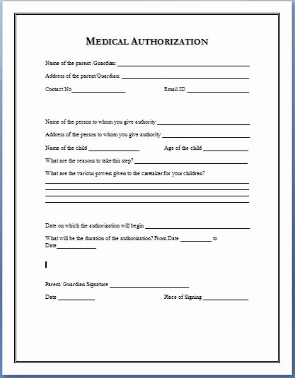 Sample Medical Authorization form Templates