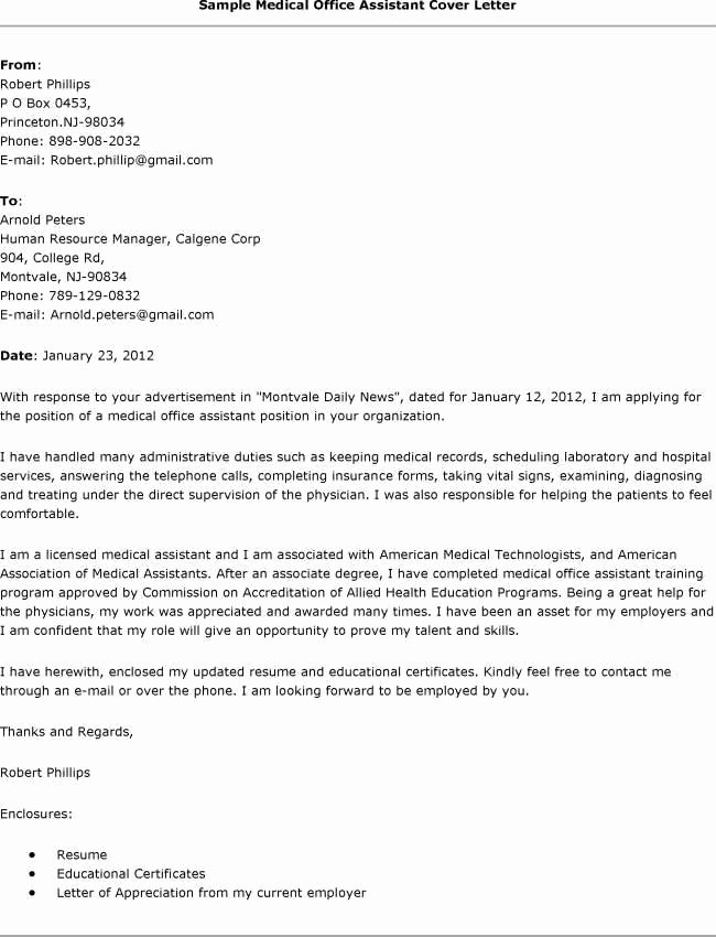 Sample Medical Fice Administration Cover Letter