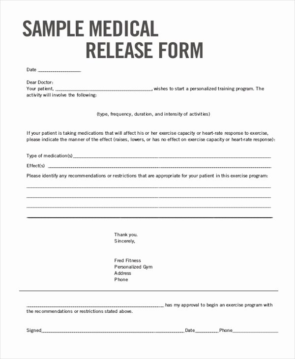 Sample Medical Release form 11 Free Documents In Word Pdf