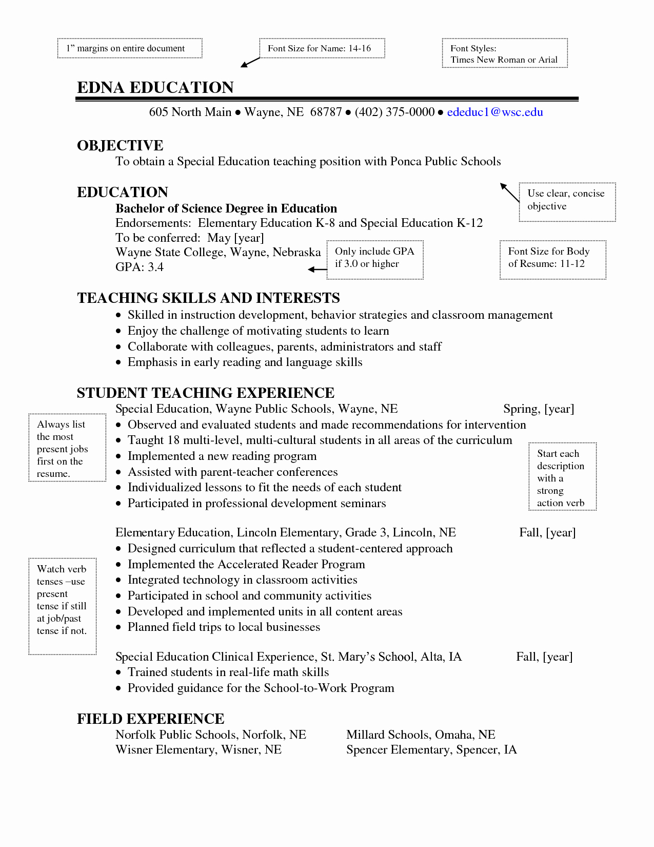 Sample Objective Resume Sample Special Education Teaching