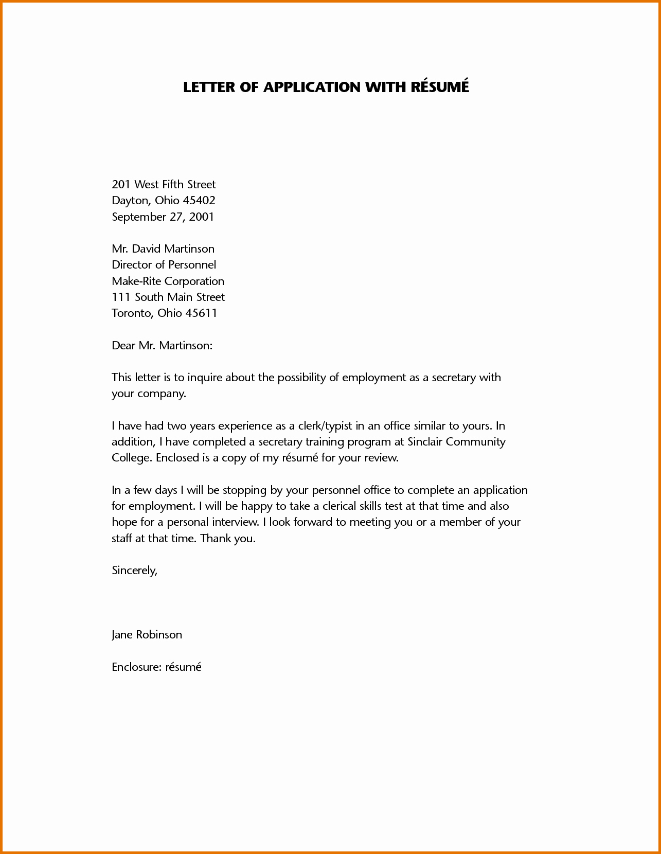 Sample Of Application Letter and Resumereference Letters