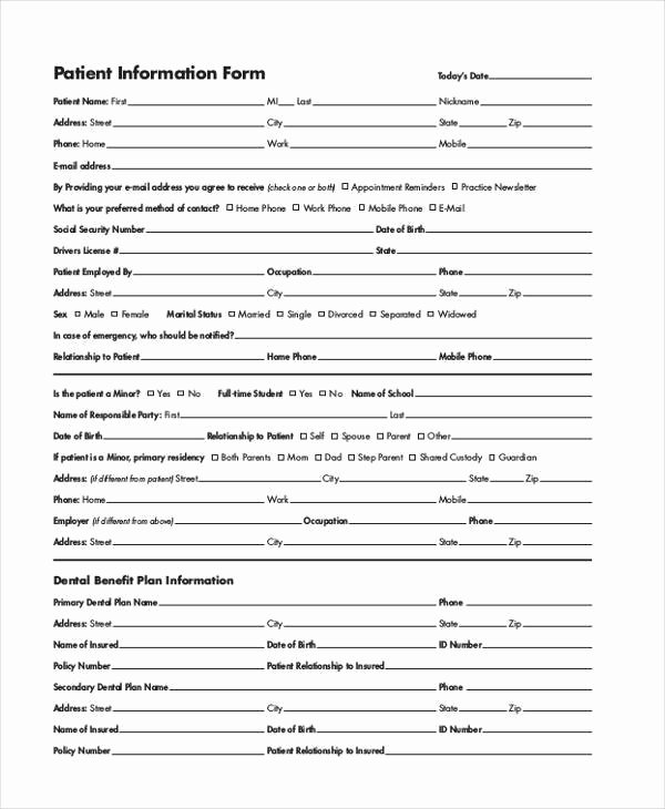 Sample Patient Information forms 10 Free Documents In