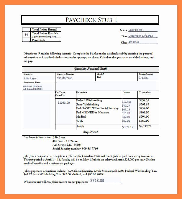 Sample Paycheck Editable Free Pay Check Stub Template Pdf