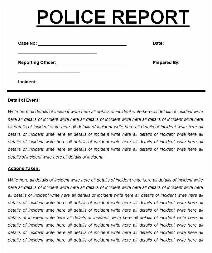 Sample Police Report Template – 6 Free Word Pdf Documents