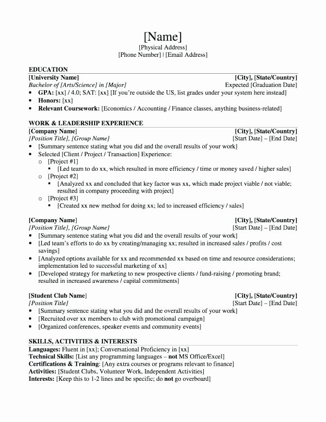 Sample Private Equity Resume Private Equity Resume
