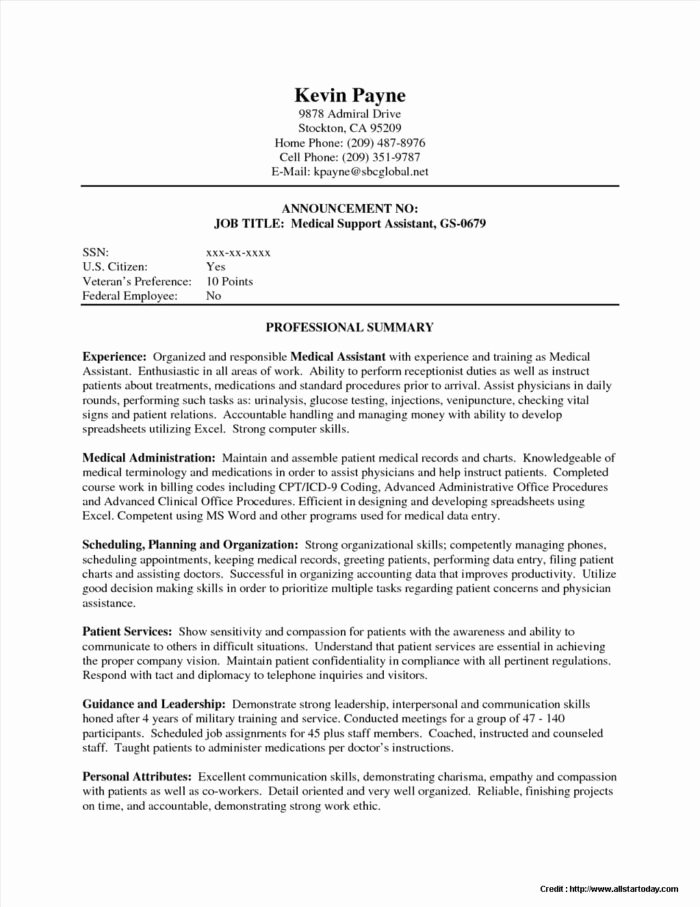 sample professional resume for medical assistant