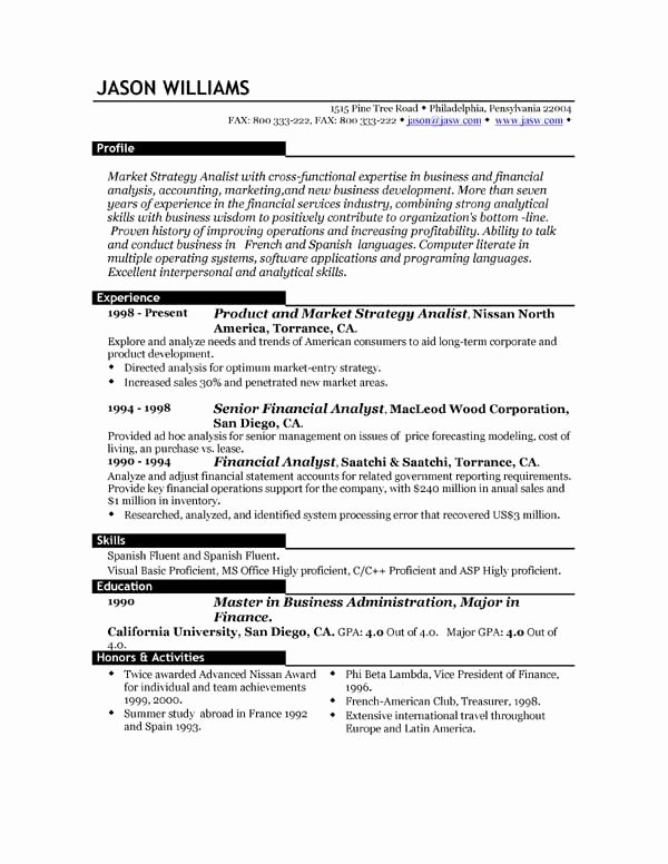 sample resume templates