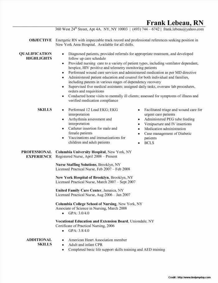 Sample Resume for A New Registered Nurse Resume Resume