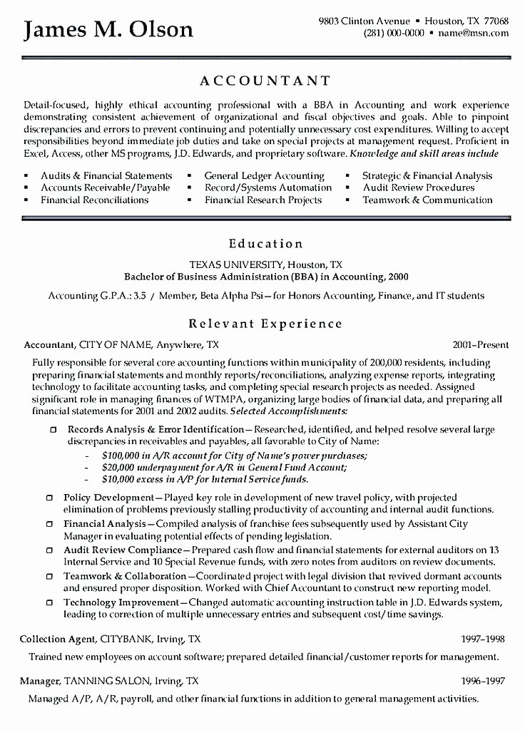 Sample Resume for Accounting Internship Cover Letter