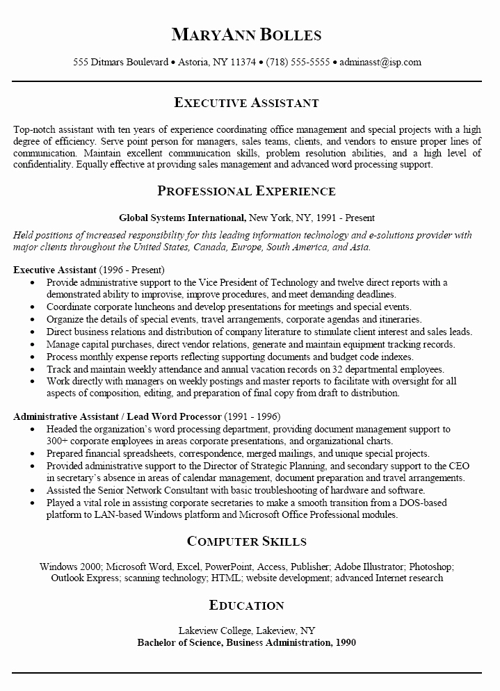 Sample Resume for Administrative assistant 2016 What to