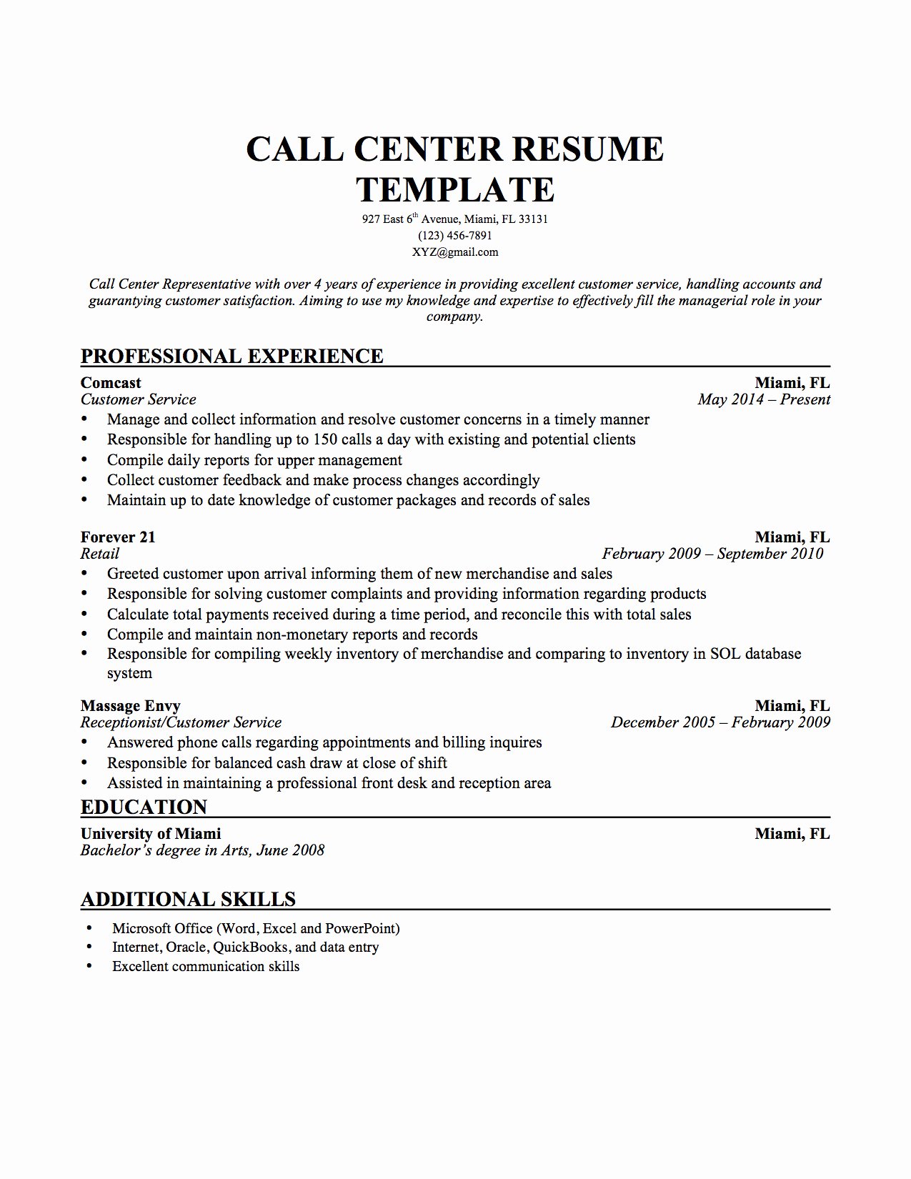 Sample Resume for Call Center Jobs Bongdaao