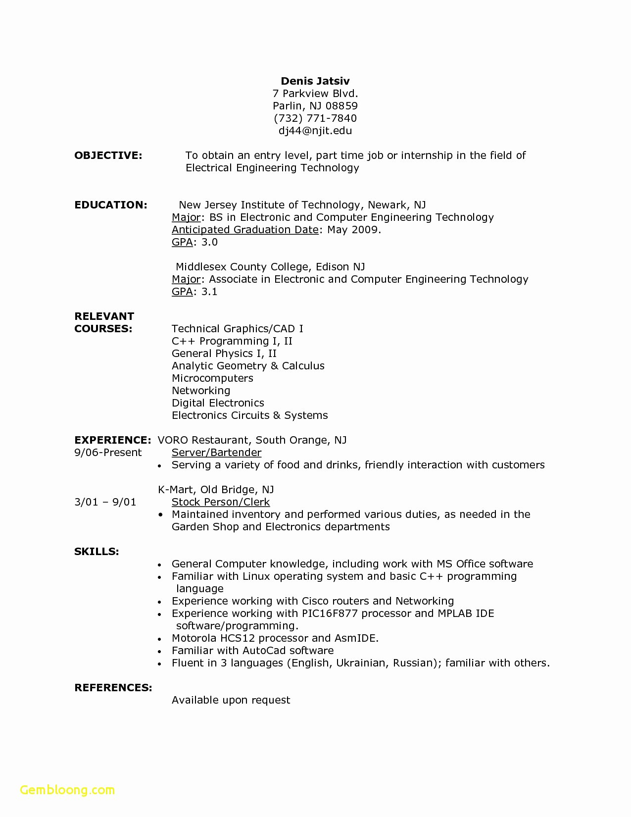 Sample Resume for College Student as Resume Writing Resume