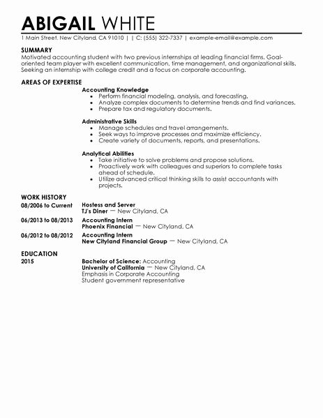 Sample Resume for College Student Seeking Internship