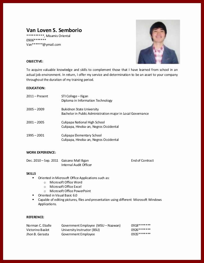Sample Resume for College Student with No Experience