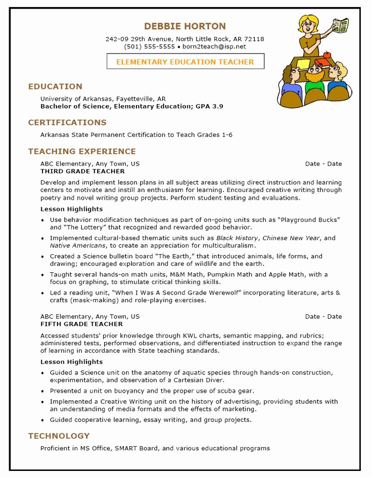 Sample Resume for Early Childhood Teacher