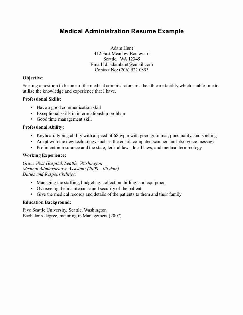 Sample Resume for Entry Level Medical Receptionist