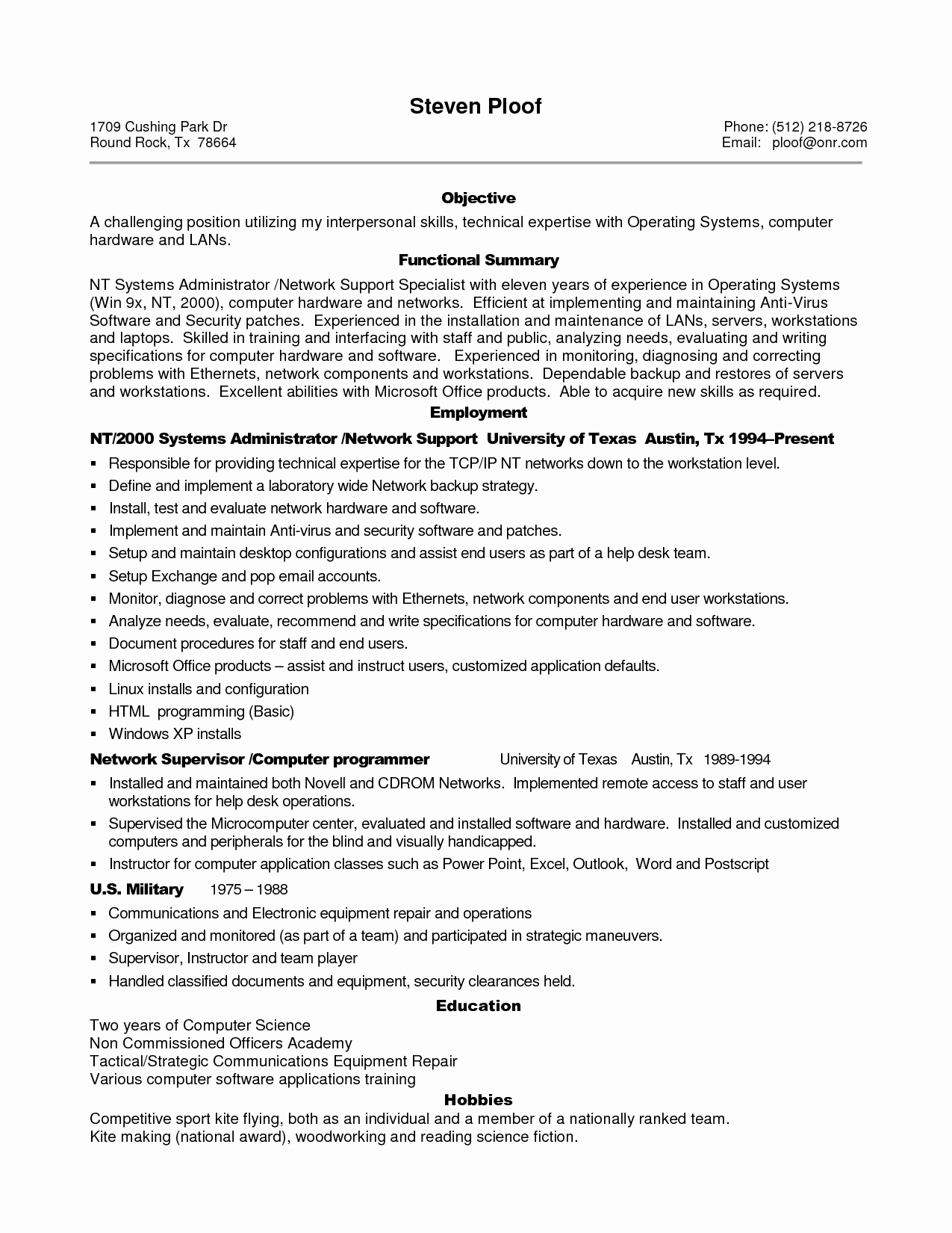 Sample Resume for Experienced It Professional Sample