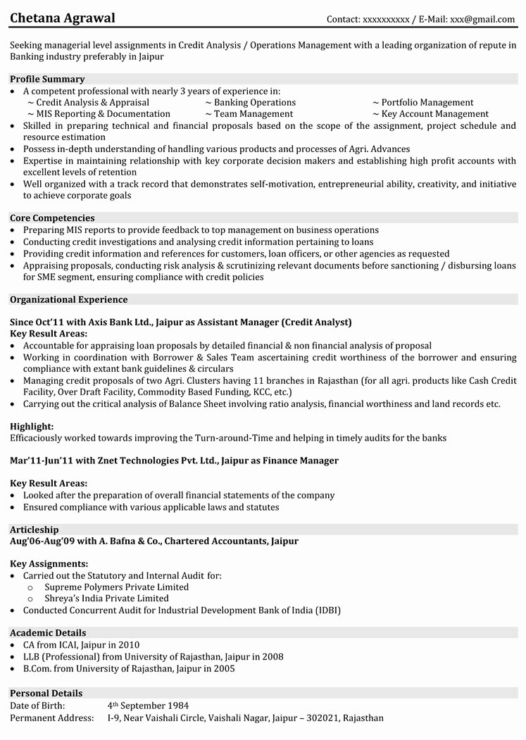 sample resume for freshers for banking