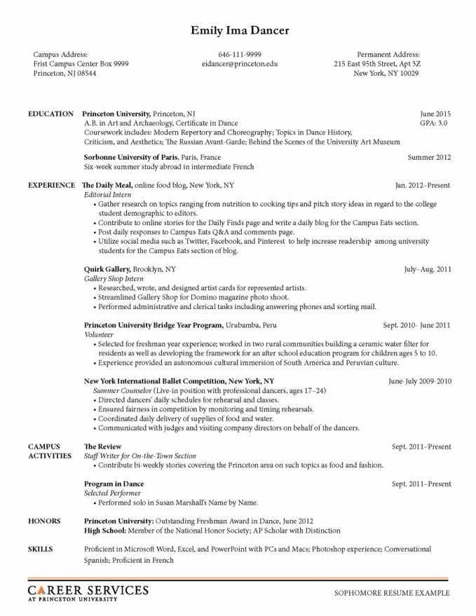 Sample Resume for Internship