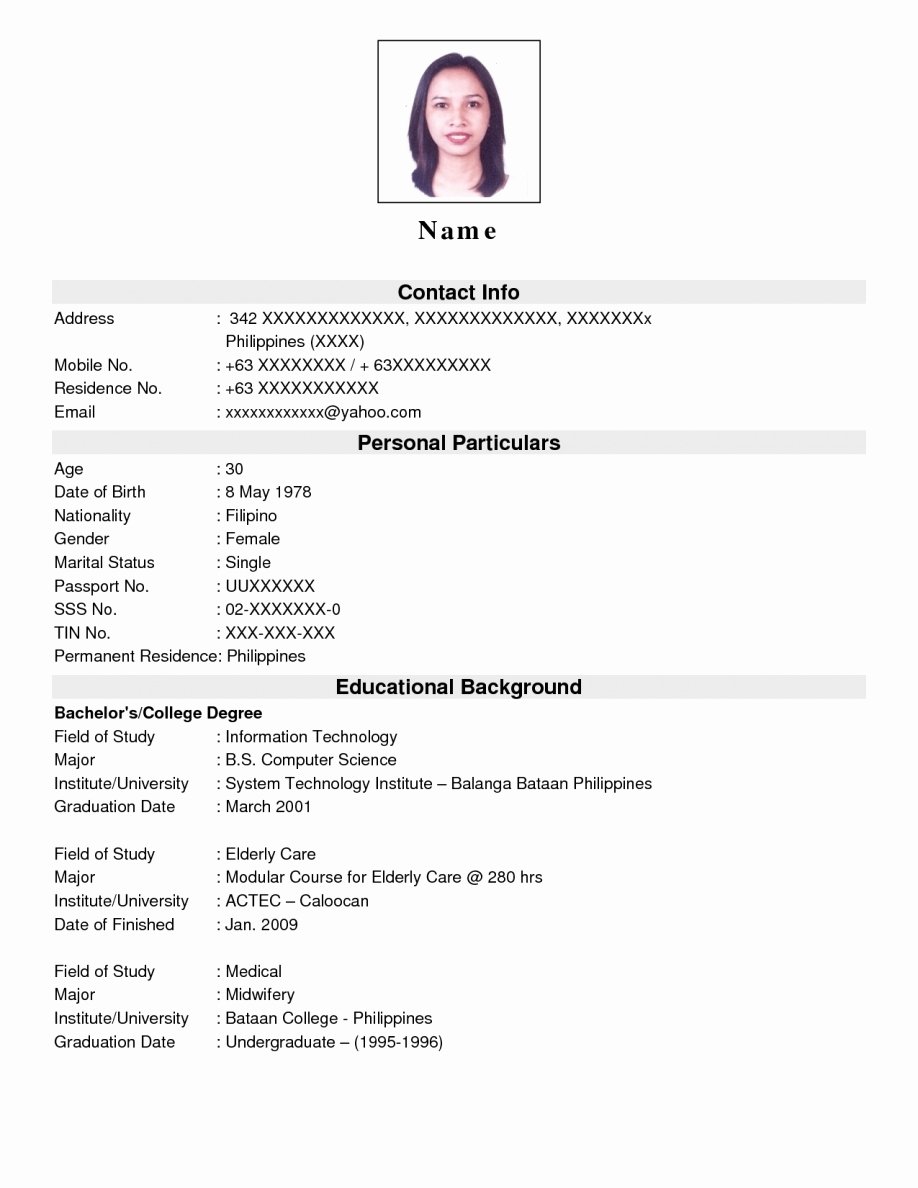 Sample Resume for Job Application Pdf