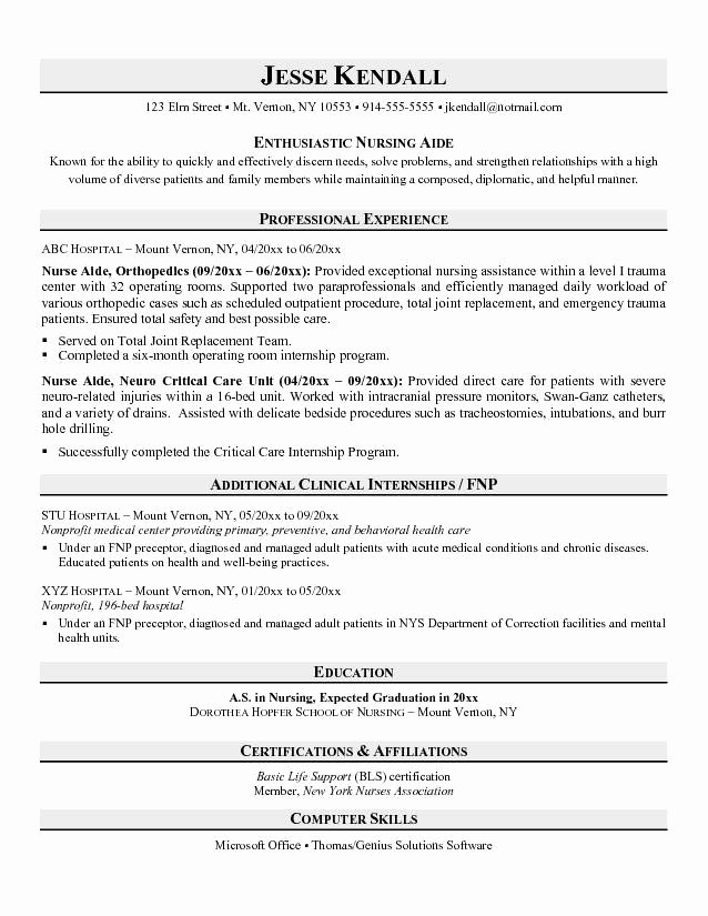 Sample Resume for Nursing assistant