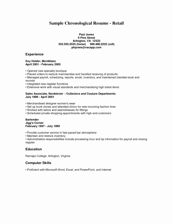 Sample Resume for Sales associate