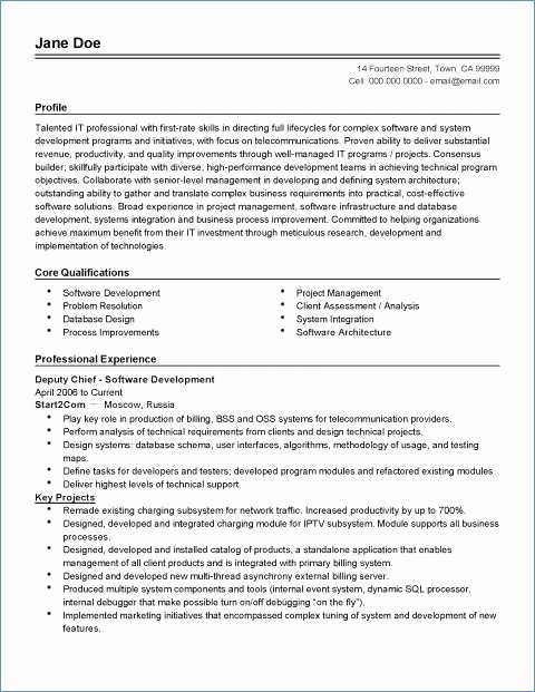 Sample Resume for software Engineer with Experience In