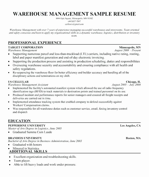 Sample Resume for Warehouse Supervisor – thesocialsubmit