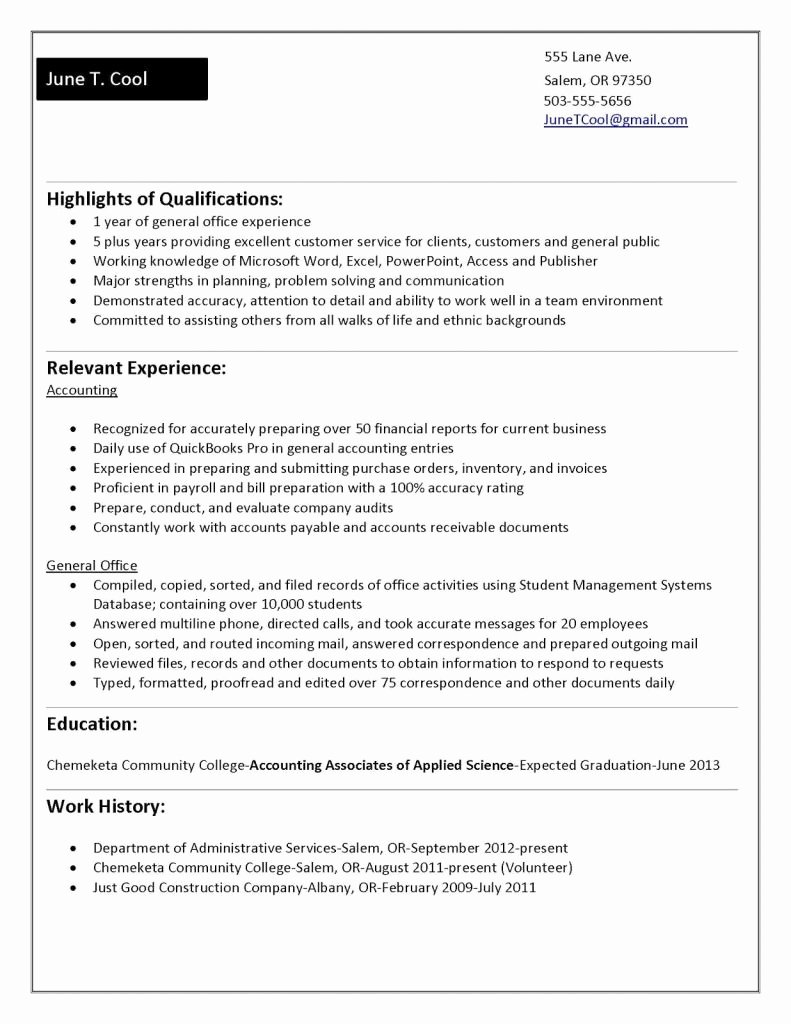 Sample Resume No Work Experience College Student