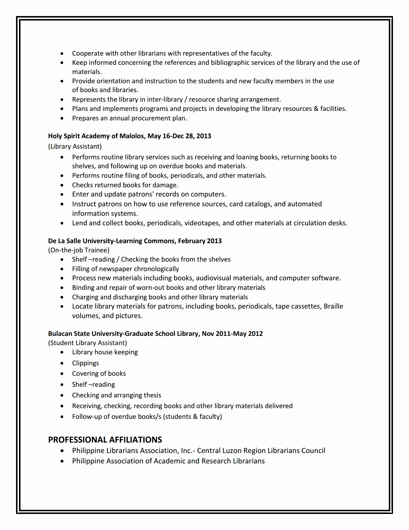 Sample Resume Objective for Library assistant