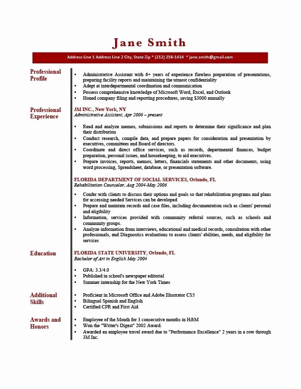 Sample Resume Profile