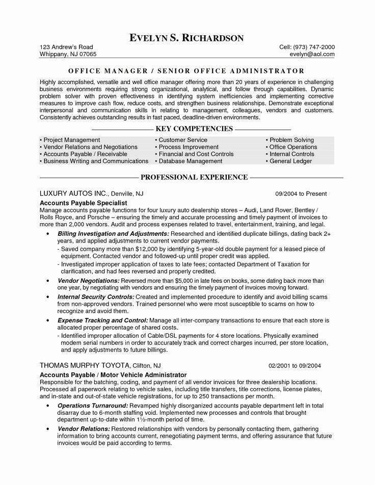 Sample Resume Templates for Fice Manager Medical Office
