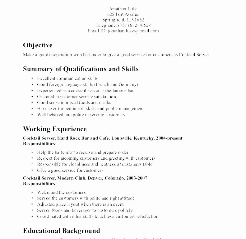 Sample Resume Waitress – Administrativelawjudgefo