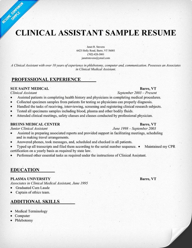 Sample Resumes for Medical assistant